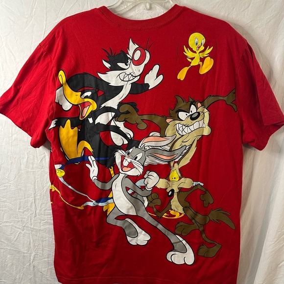 Looney Tunes Graphic Tee XL Bugs Bunny Taz Sylvester Tweety Double Sided Red - Picture 4 of 5